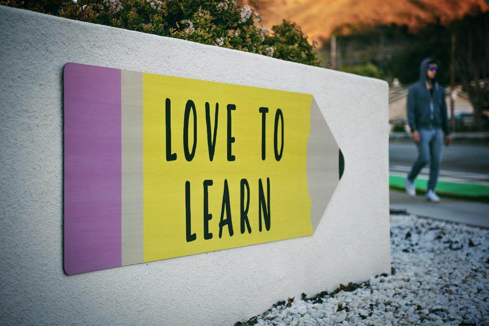 Image showing an arrow labeled as "Love to learn"