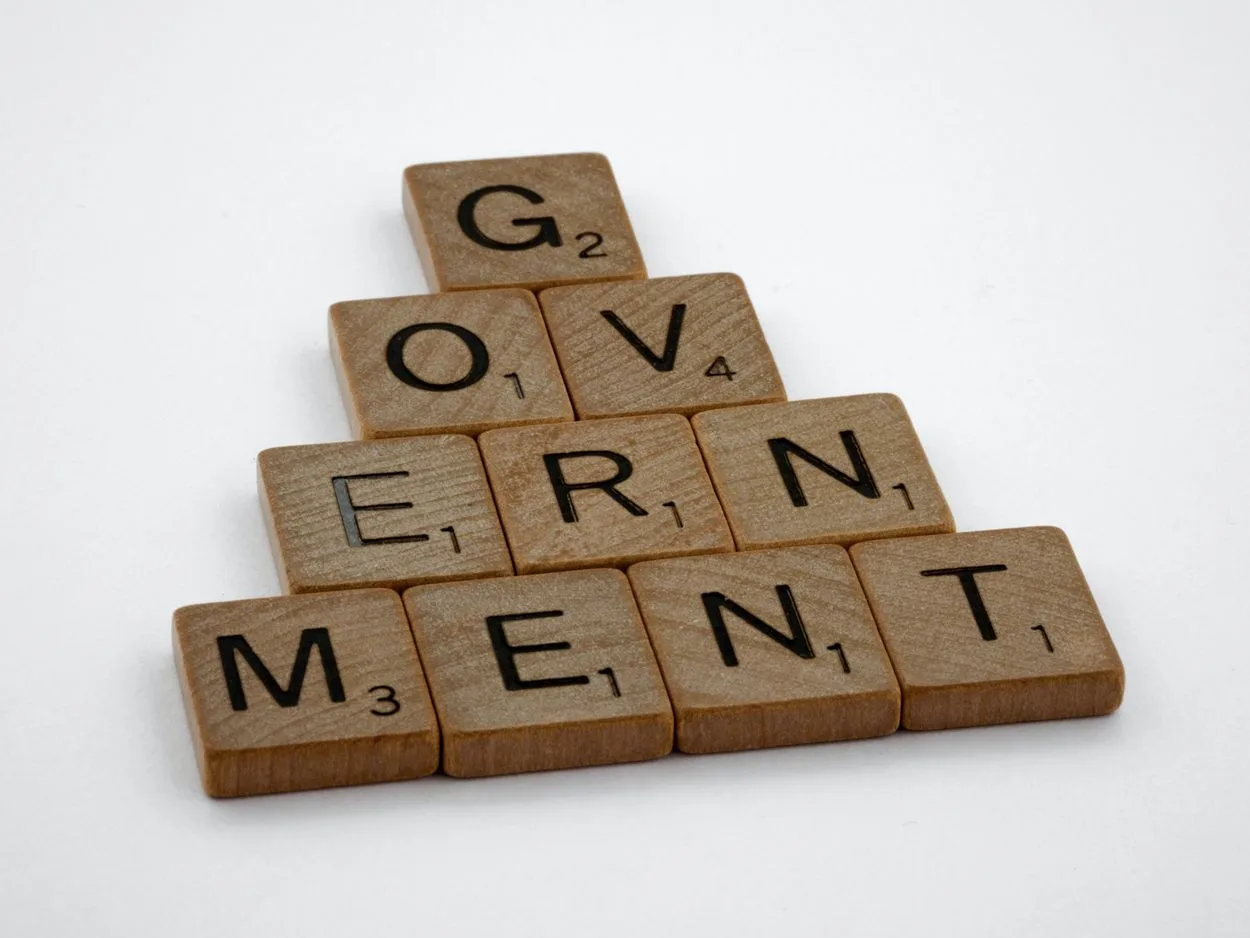 scrabble tiles spelling out government