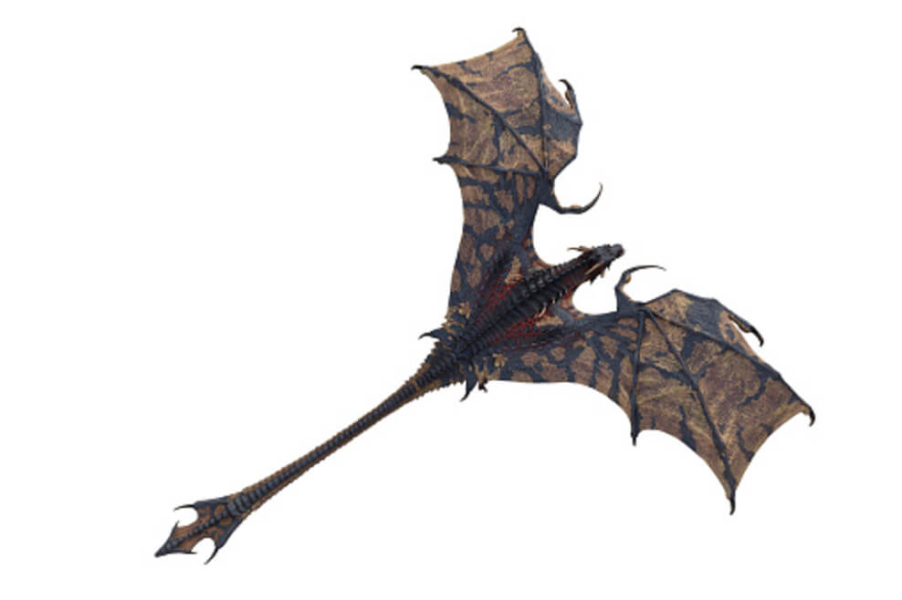 A balrog with its wings spread while flying