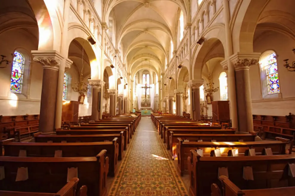 The interior of a Catholic church