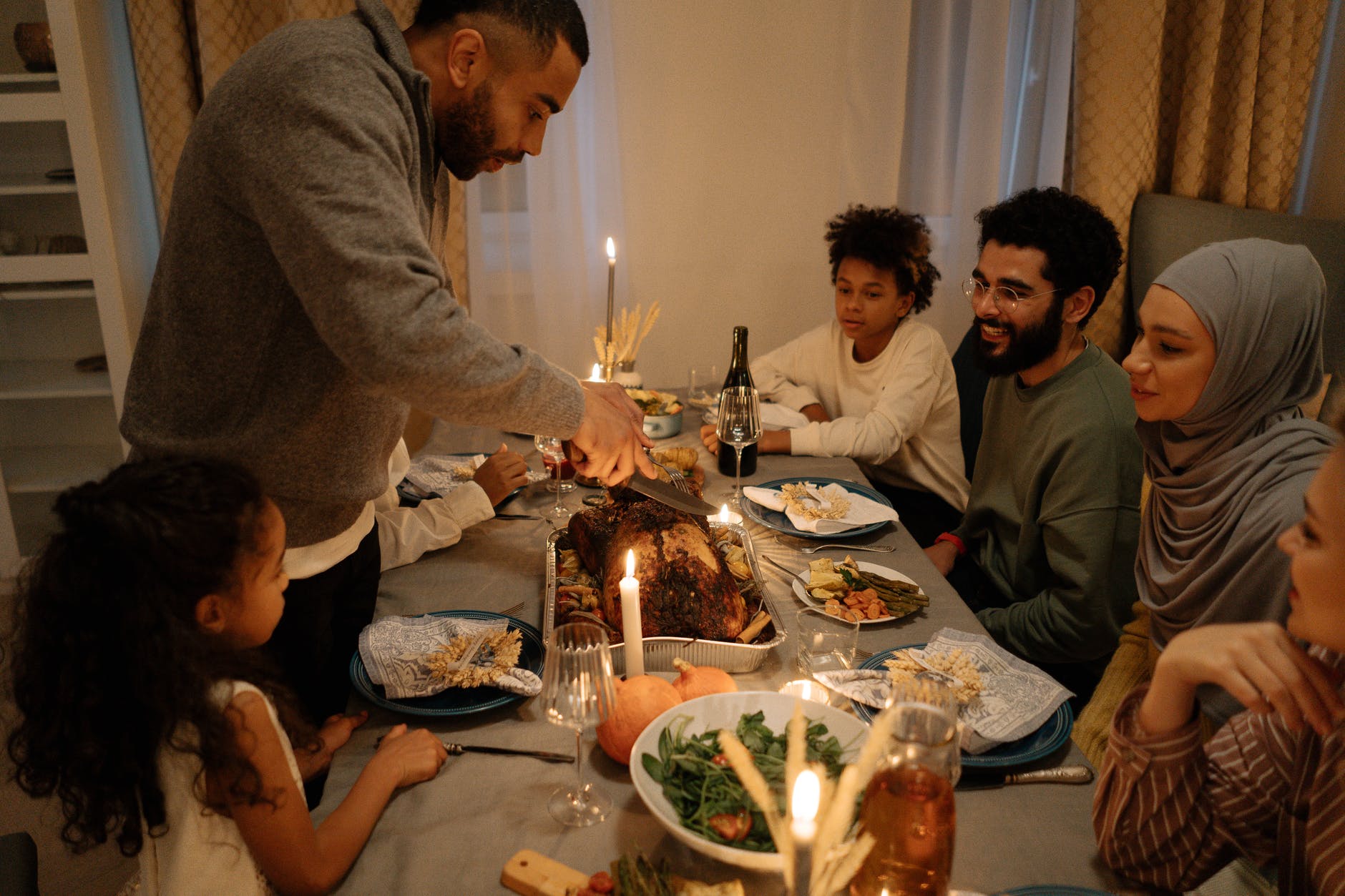 A family having dinner