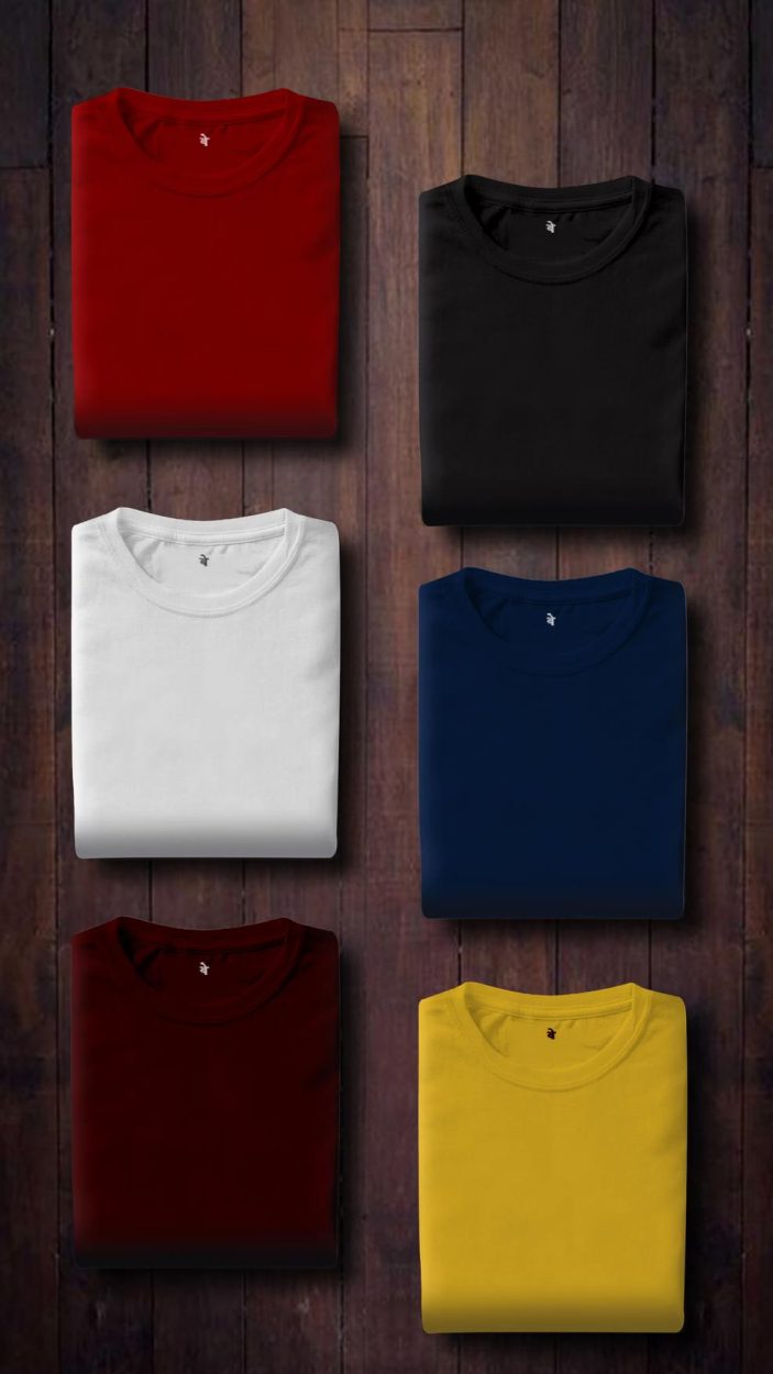 6 T-shirts of various colors folded nicely