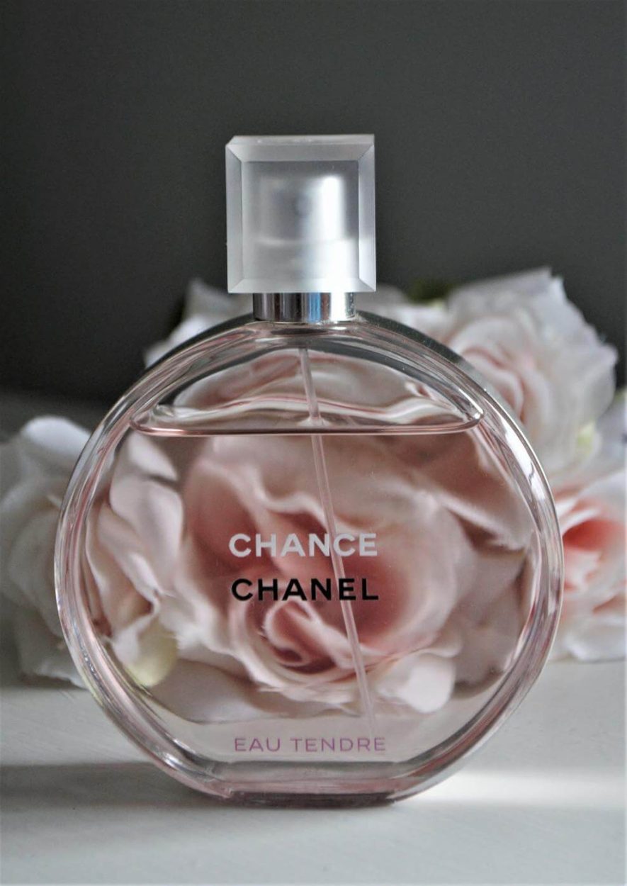 An image showing a bottle of feminine fragrance
