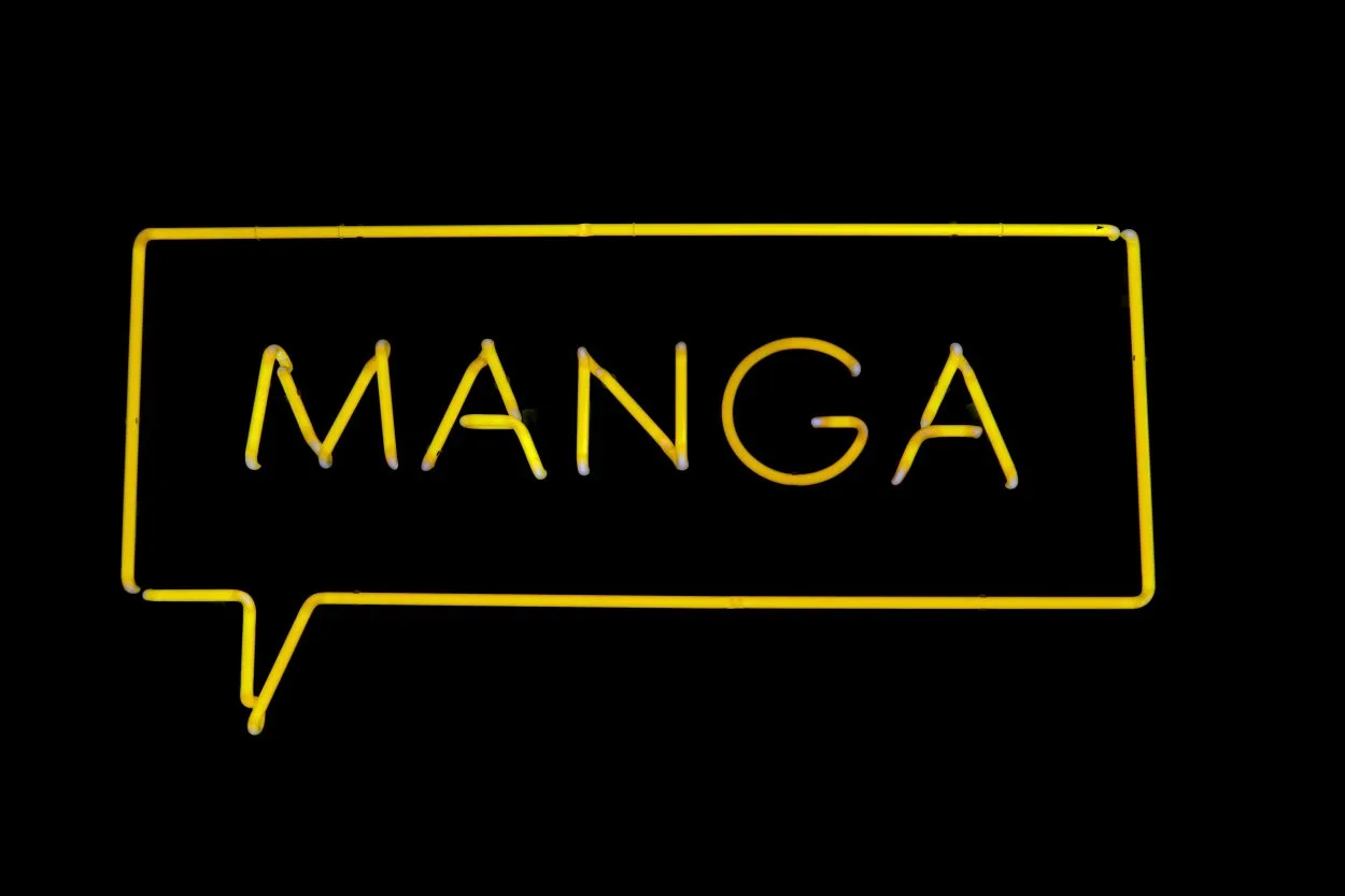 Manga is written in yellow color with black background
