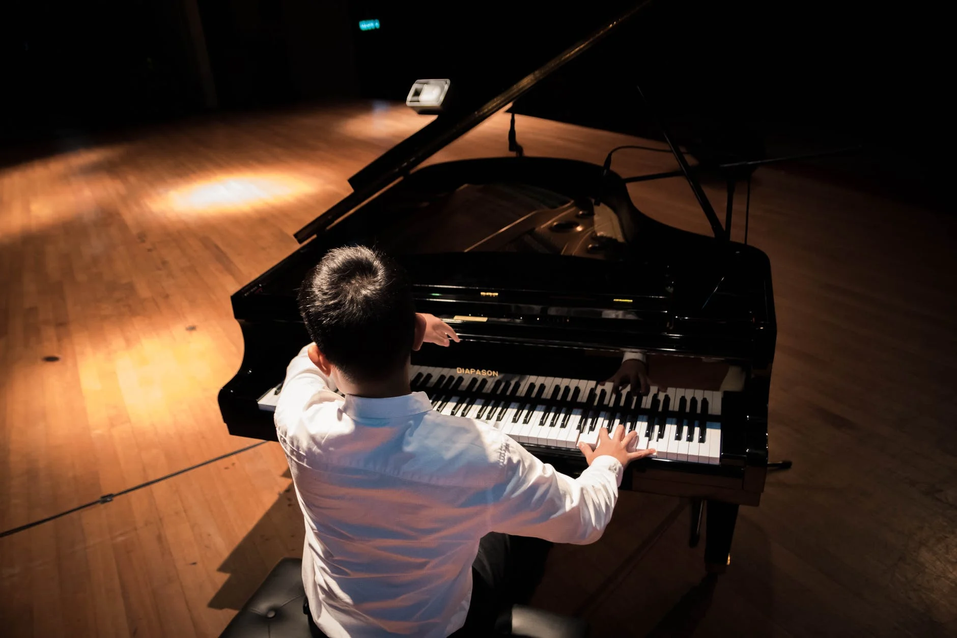 A person playing a grand piano