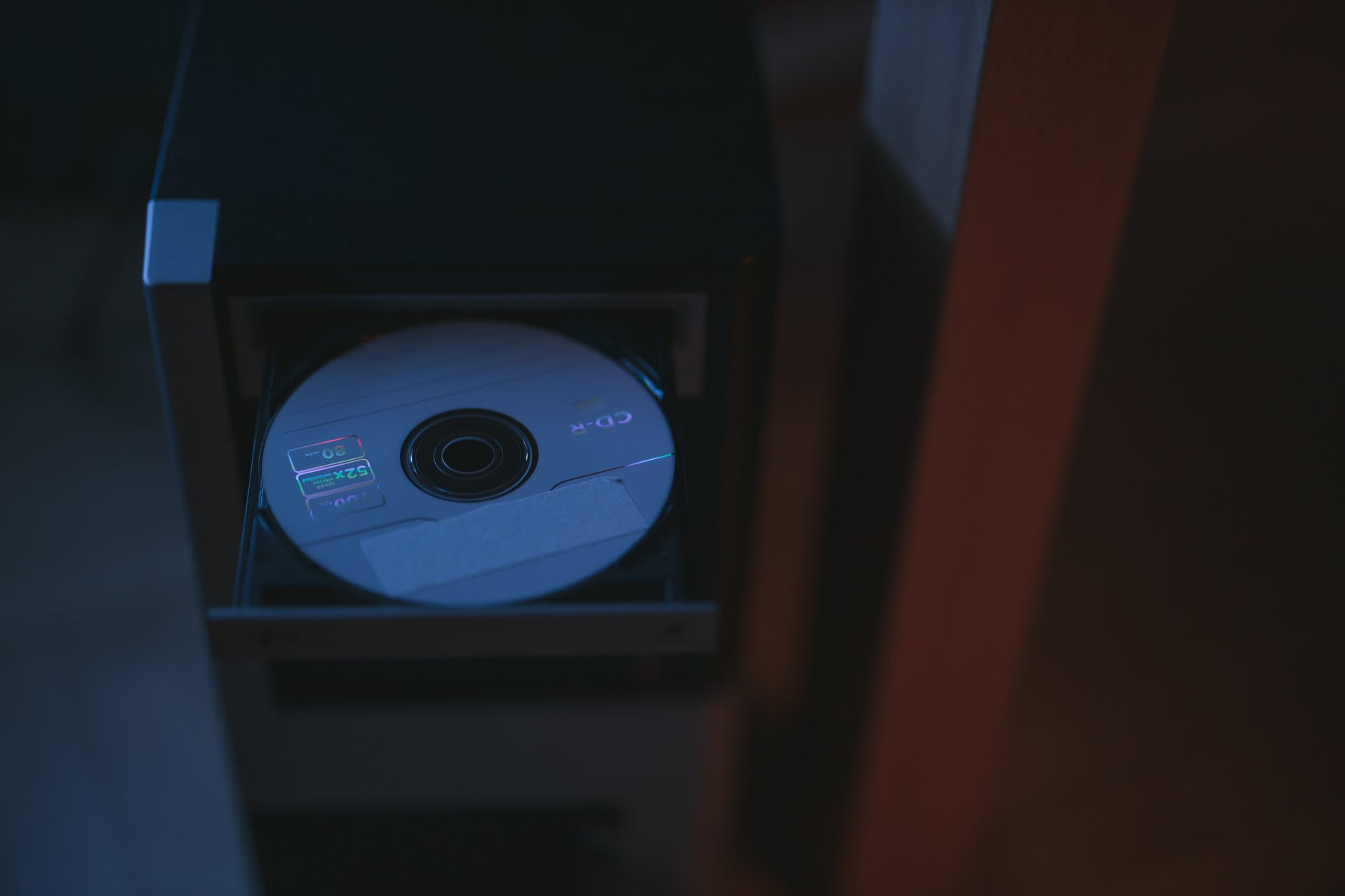 A cd on an optical disk drive