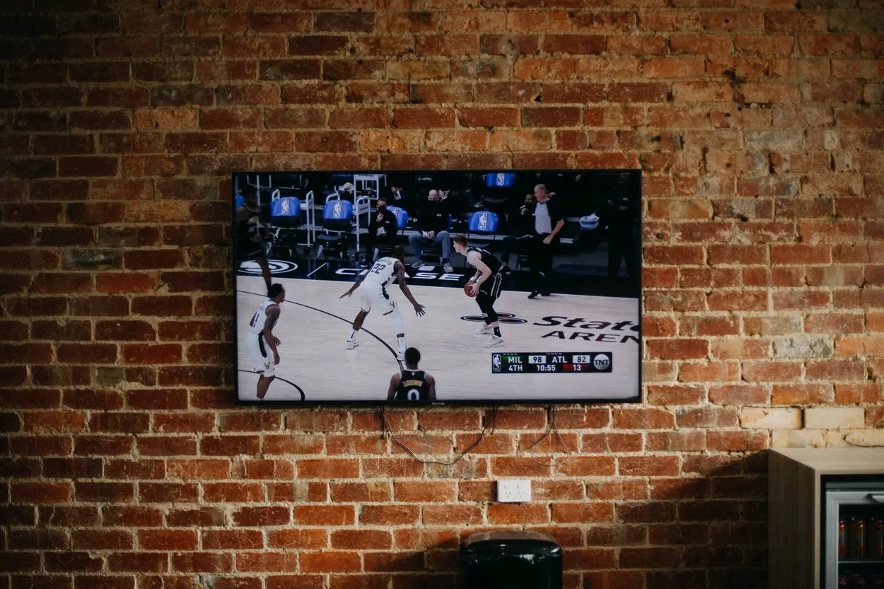 A television on a wall