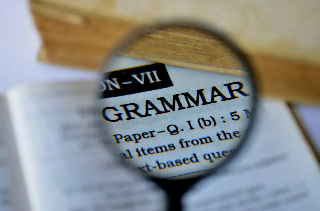 An image showing grammar written magnified