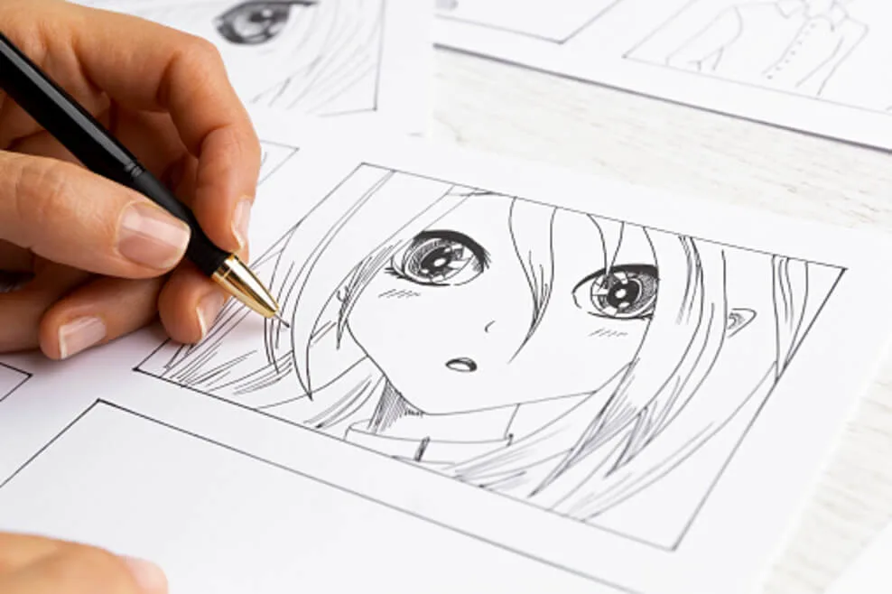 An image that shows a sketch of an anime.