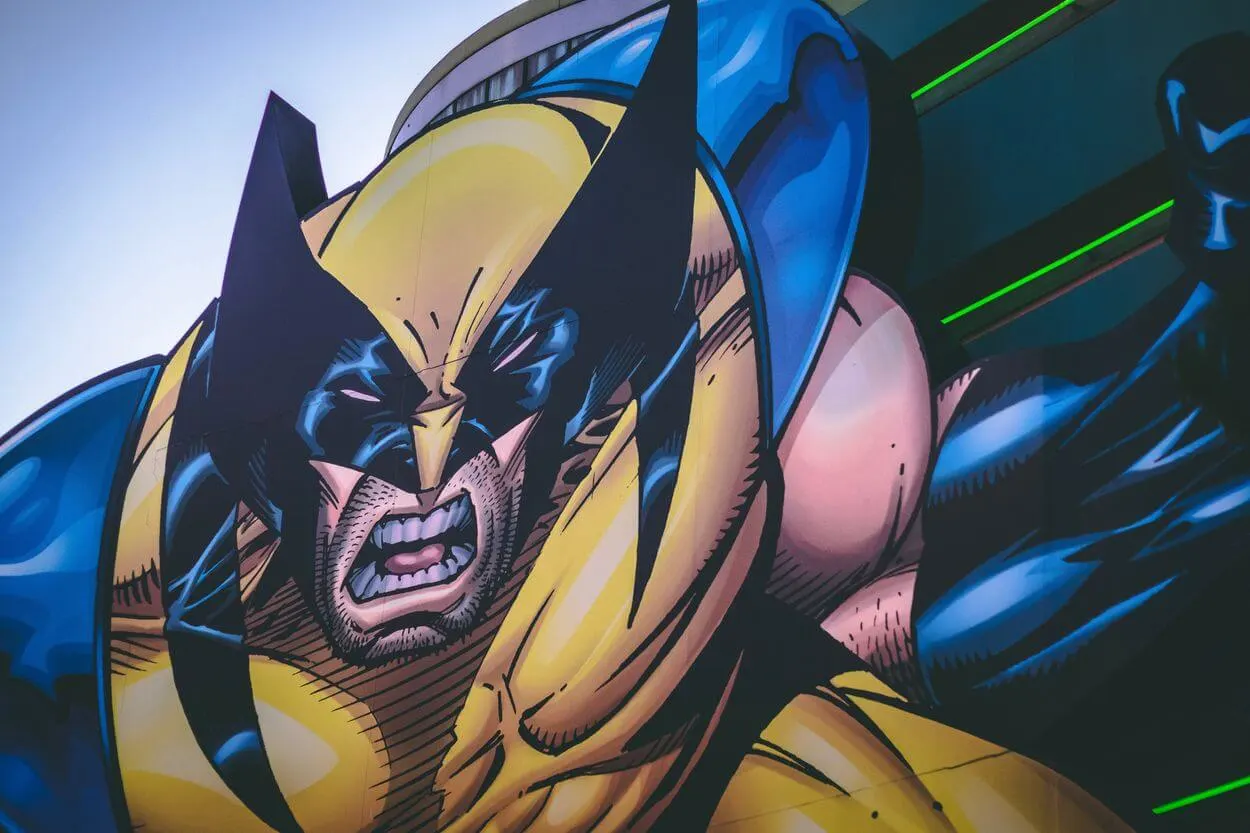 Painting of Wolverine on a wall. Wolverine is mutant possessing X gene 