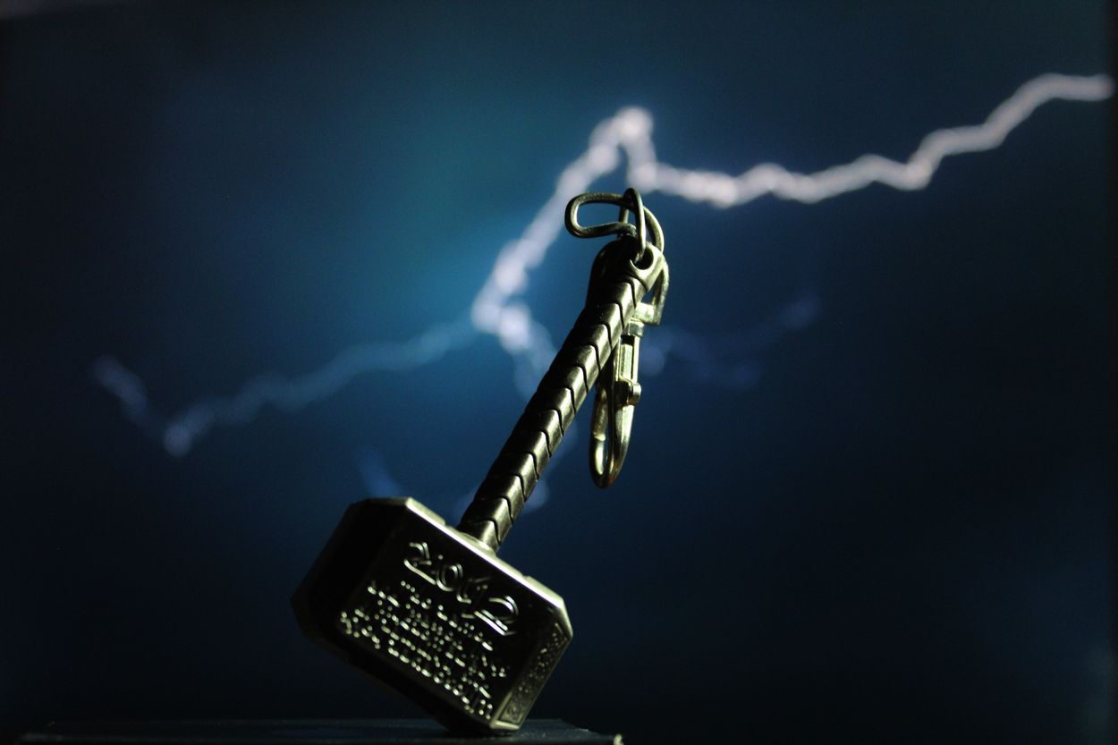 A Thor's hammer key chain