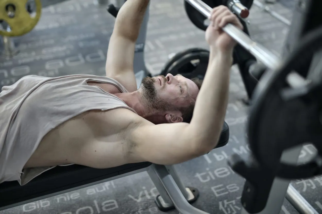 A person doing weights