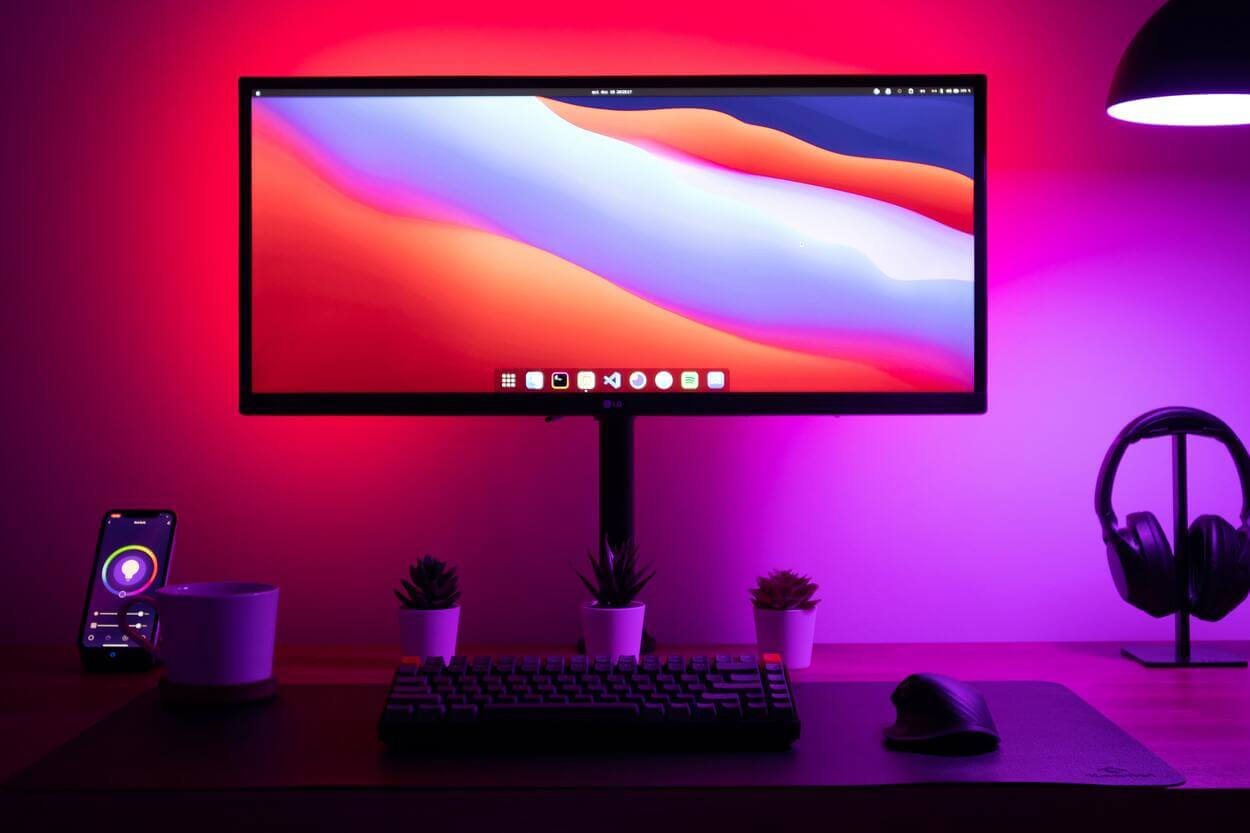 Gradient background on an LED screen.