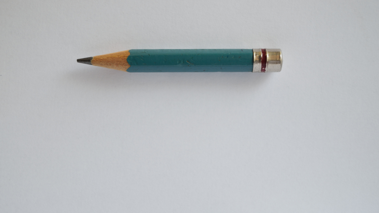 A really short blue pencil