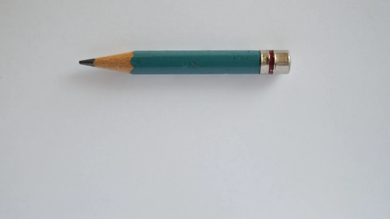 A really short blue pencil