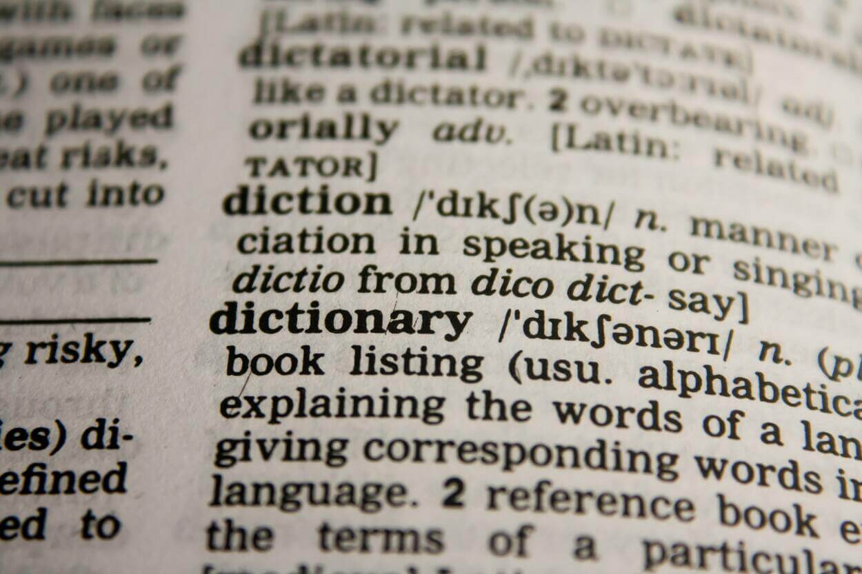 Close-up shot of a dictionary.