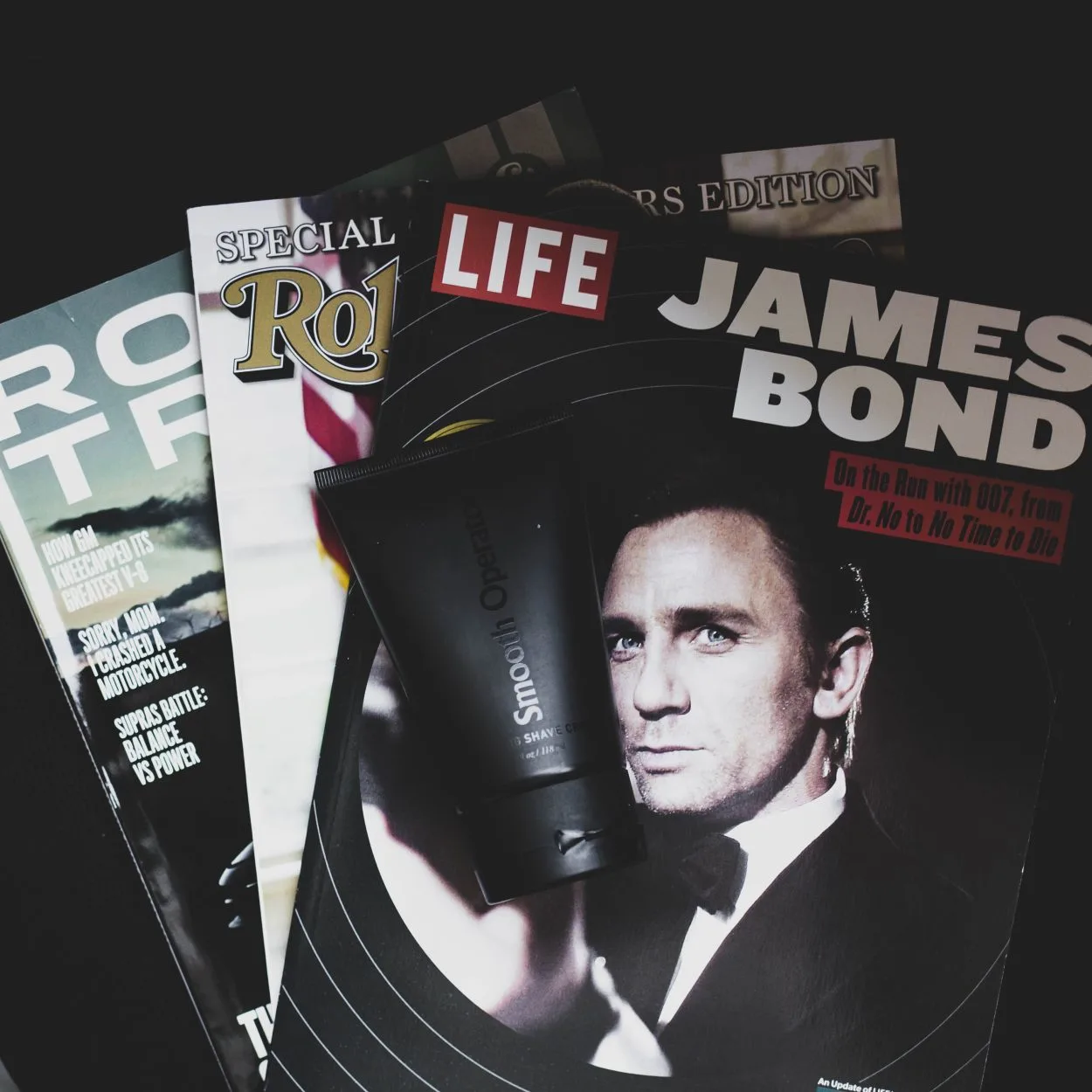 Magazine covers, one with James Bond