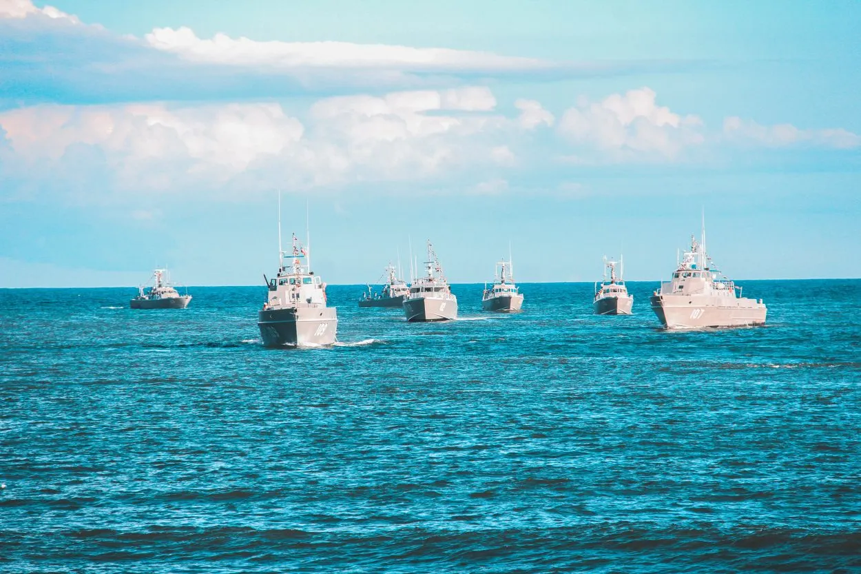 Navy ships on water