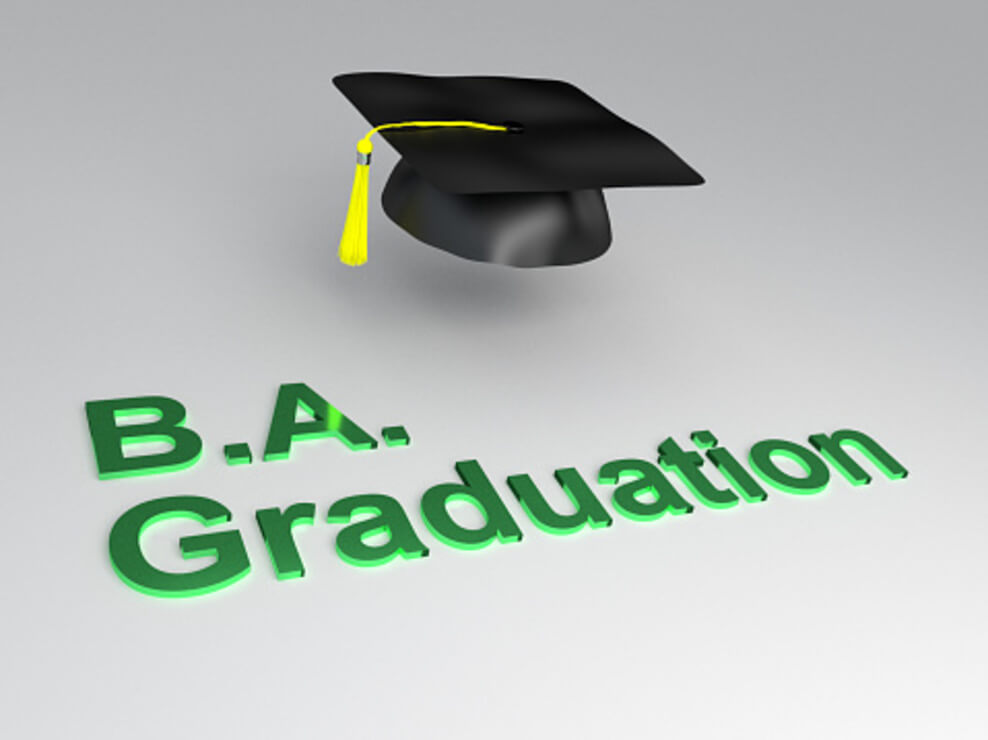 A concept of graduation present by a graduation hat under B.A graduation