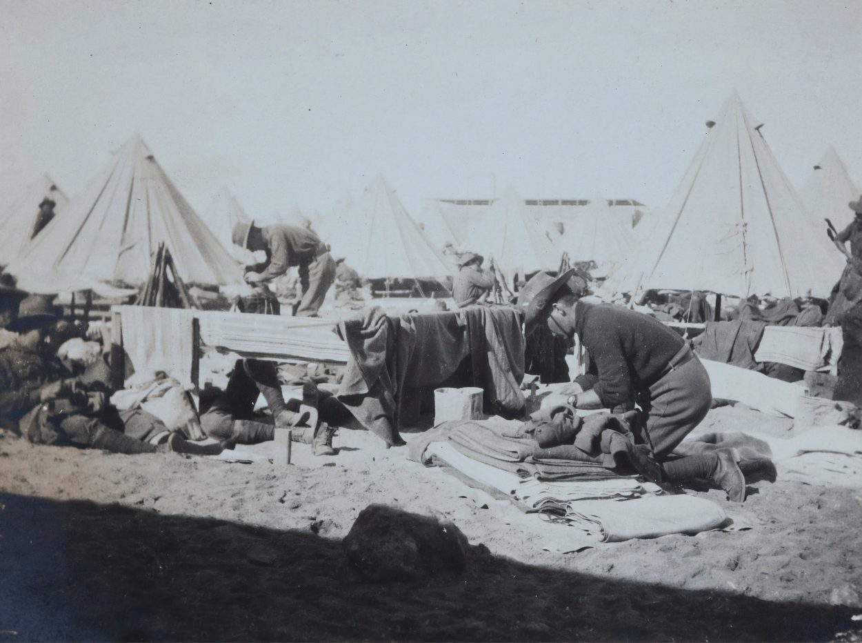 Army soldiers in their camp