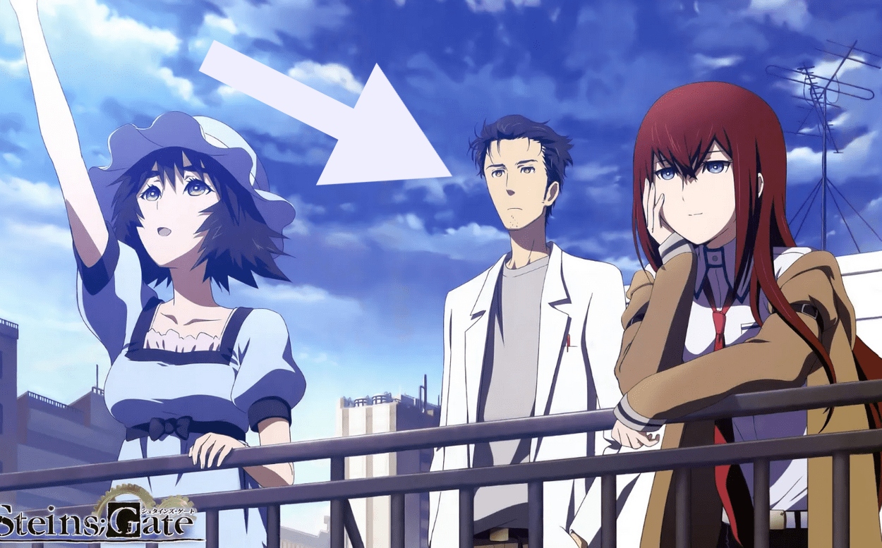 The characters of Steins Gate looking at the horizon