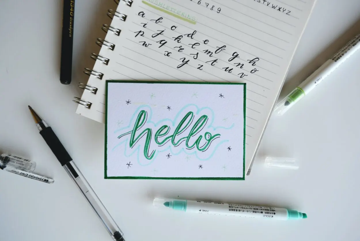 a card that says hello