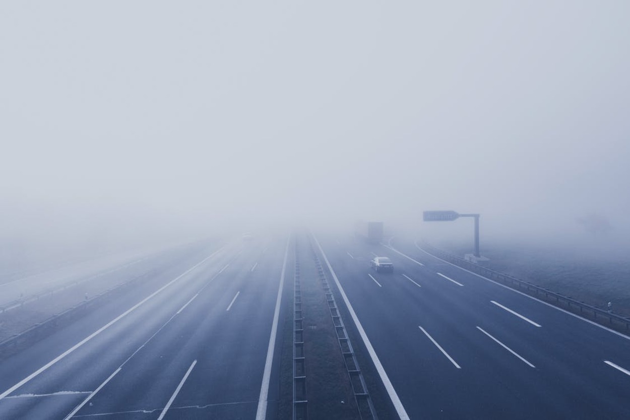 An image of foggy freeway.