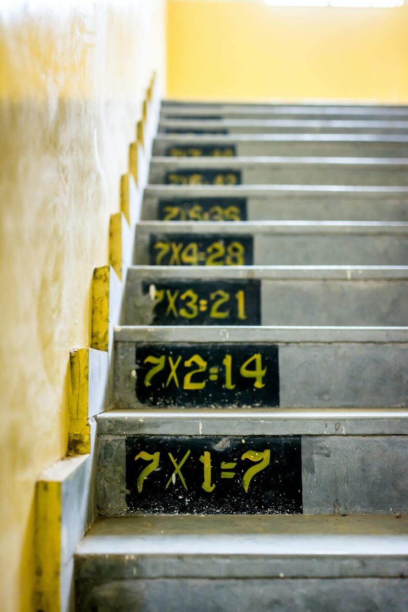 Stairs with mathematical symbols