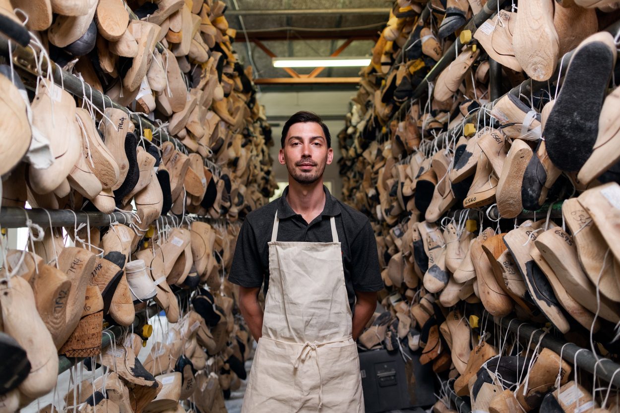 A picture of a shoes factory man