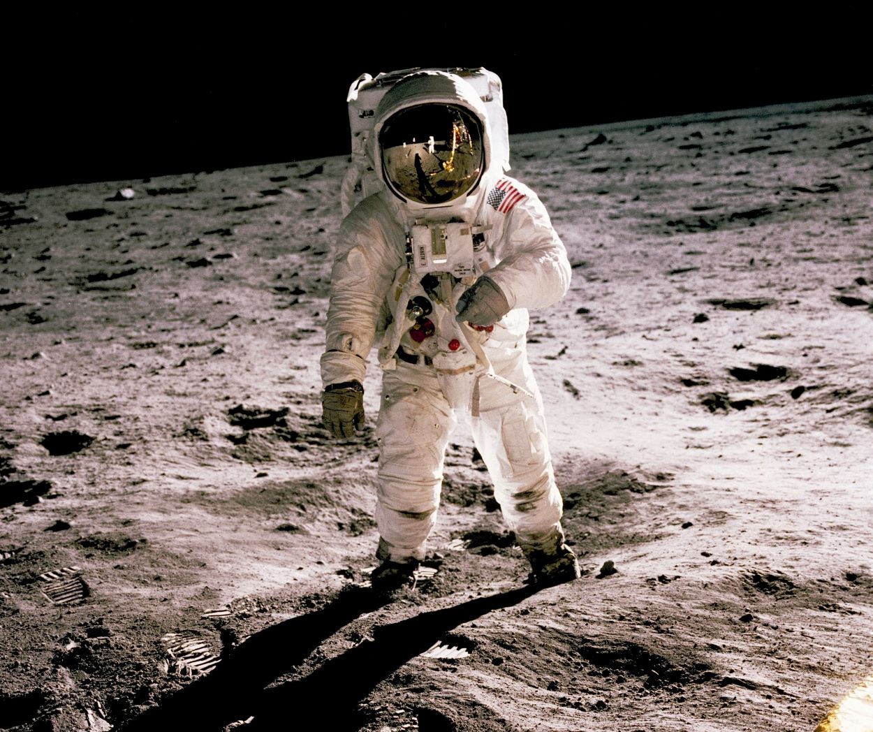 The first-ever human walking on the surface of the moon