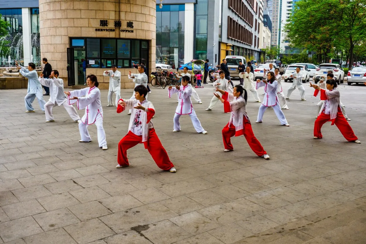 Group of people performing Chinese Folk Dances.