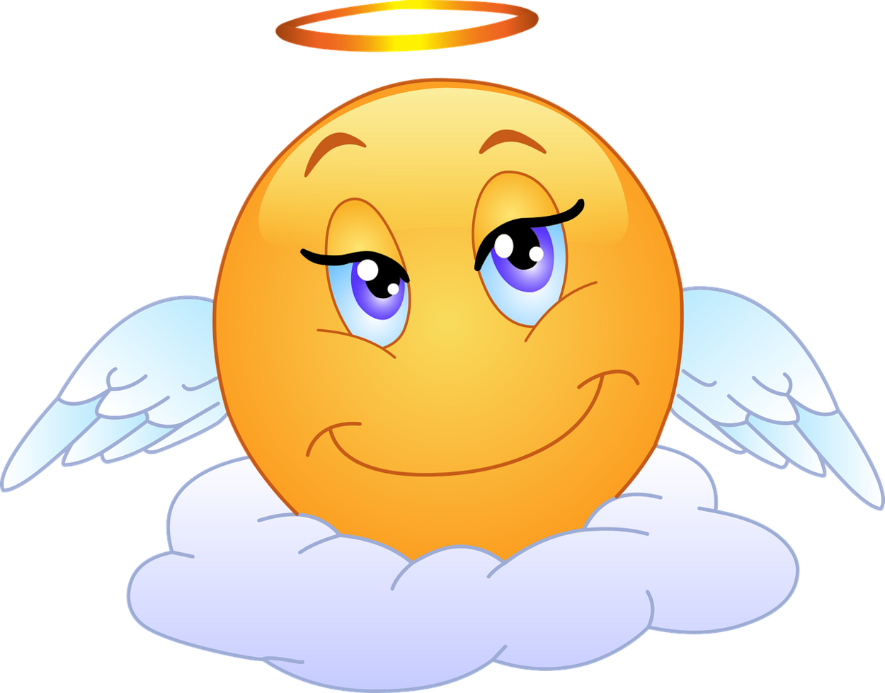 an emoji with wings and a halo