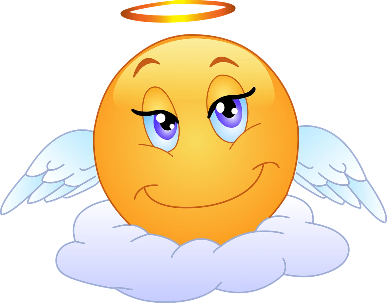 an emoji with wings and a halo