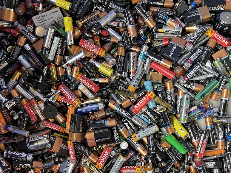 Lots of used batteries that are disposed