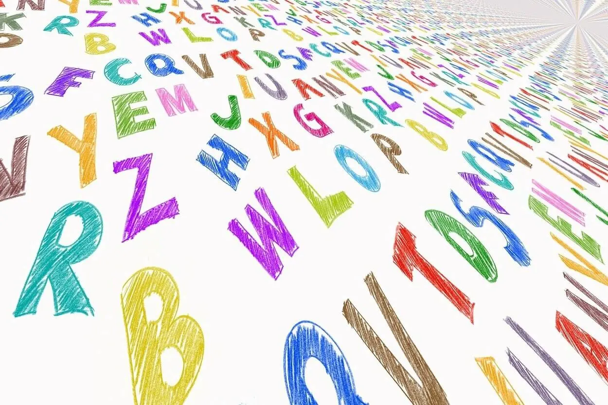 An image of colorful alphabets.