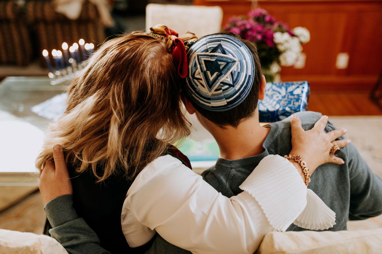  A Yarmulke positioned more to the back