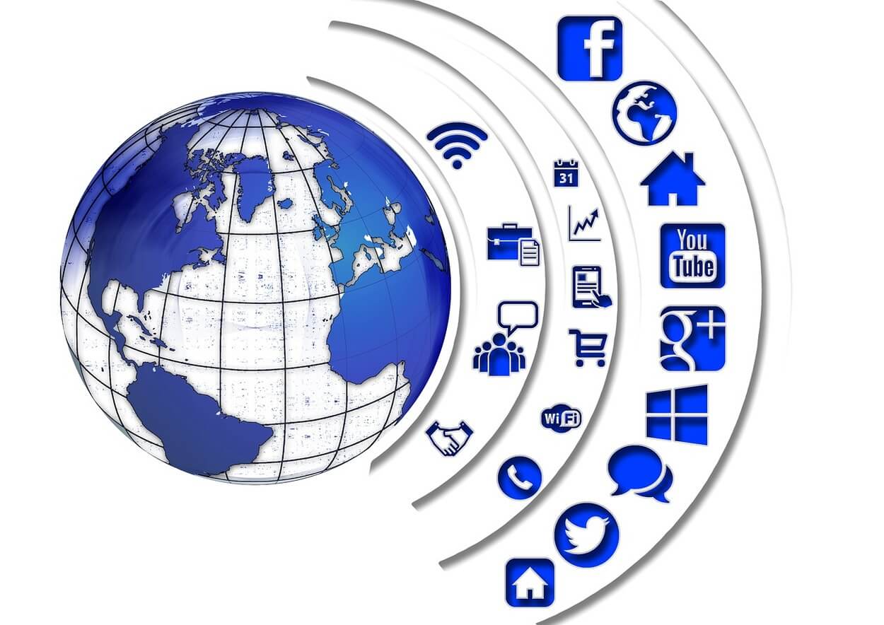 An image of different social media apps showing their connectivity and dependence on the internet.