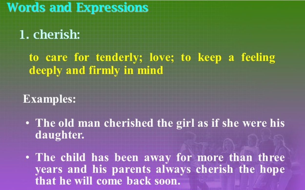 Cherish Definition and examples