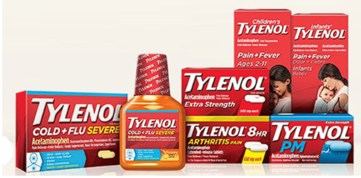 Different forms of Tylenol for children and adults 