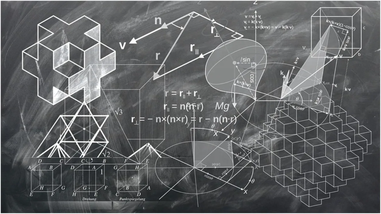 Image of a black board showing geometrical shapes.