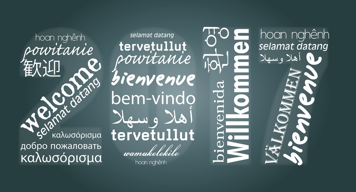 Image of "welcome" in different languages.