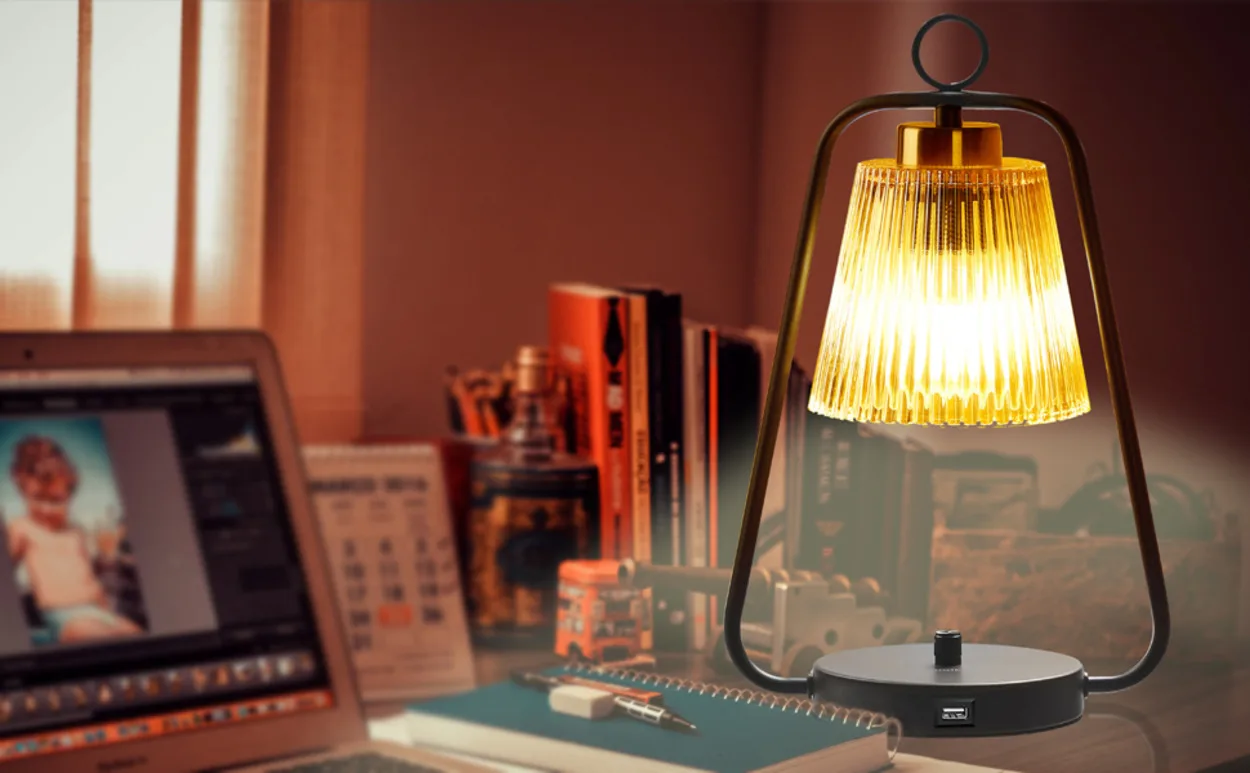 bodkar Industrial Table Lamp with USB Port