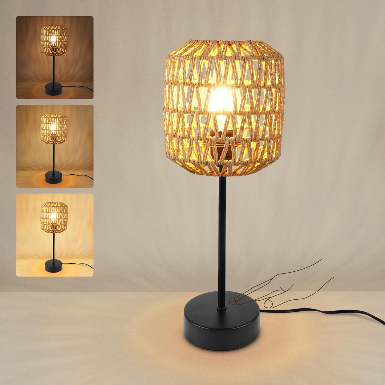 HYMELA N02 Rustic Rattan Table Lamp